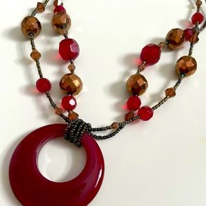 6/$20 Vintage Lia Sophia Necklace, Double Strand, Pendant, EUC